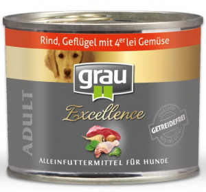 GRAU Excellence ADULT Beef, Poultry & Vegetables - konservi suņiem 200g